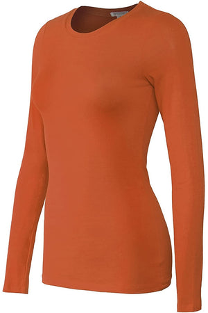 Bozzolo Women's Basic Round Neck Warm Soft Stretchy Long Sleeves T Shirt - SaltTree