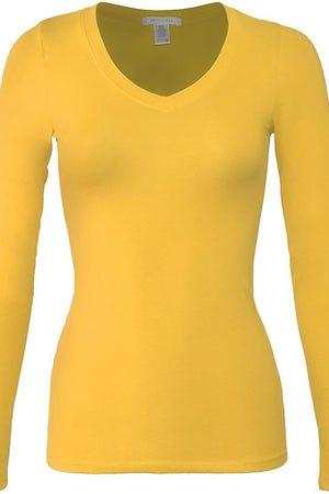 Bozzolo Women's Basic V-Neck Warm Soft Stretchy Long Sleeves T Shirt - SaltTree