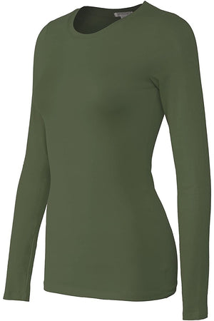 Bozzolo Women's Basic Round Neck Warm Soft Stretchy Long Sleeves T Shirt - SaltTree