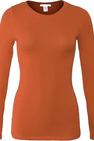 Bozzolo Women's Basic Round Neck Warm Soft Stretchy Long Sleeves T Shirt - SaltTree