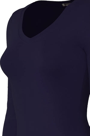 Bozzolo Women's Basic V-Neck Warm Soft Stretchy Long Sleeves T Shirt - SaltTree