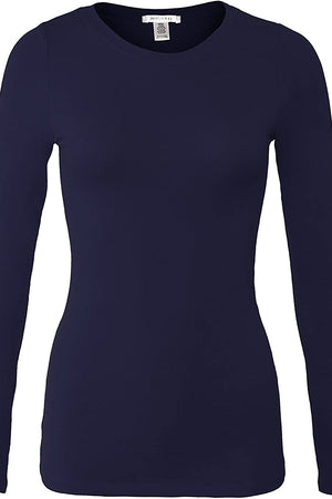 Bozzolo Women's Basic Round Neck Warm Soft Stretchy Long Sleeves T Shirt - SaltTree