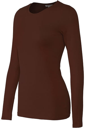 Bozzolo Women's Basic Round Neck Warm Soft Stretchy Long Sleeves T Shirt - SaltTree