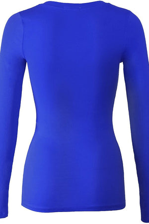 Bozzolo Women's Basic V-Neck Warm Soft Stretchy Long Sleeves T Shirt - SaltTree