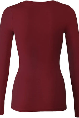 Bozzolo Women's Basic V-Neck Warm Soft Stretchy Long Sleeves T Shirt - SaltTree