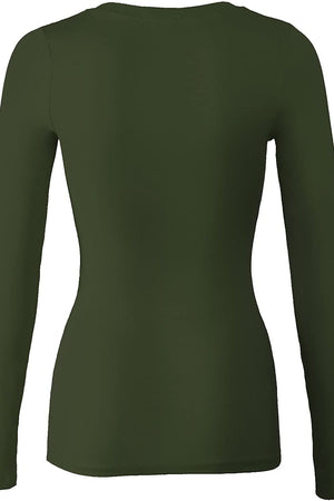 Bozzolo Women's Basic V-Neck Warm Soft Stretchy Long Sleeves T Shirt - SaltTree