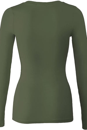 Bozzolo Women's Basic Round Neck Warm Soft Stretchy Long Sleeves T Shirt - SaltTree