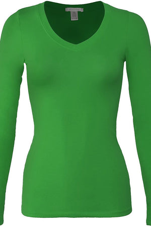 Bozzolo Women's Basic V-Neck Warm Soft Stretchy Long Sleeves T Shirt - SaltTree