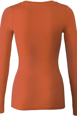 Bozzolo Women's Basic Round Neck Warm Soft Stretchy Long Sleeves T Shirt - SaltTree