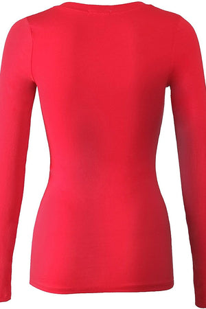 Bozzolo Women's Basic Round Neck Warm Soft Stretchy Long Sleeves T Shirt - SaltTree