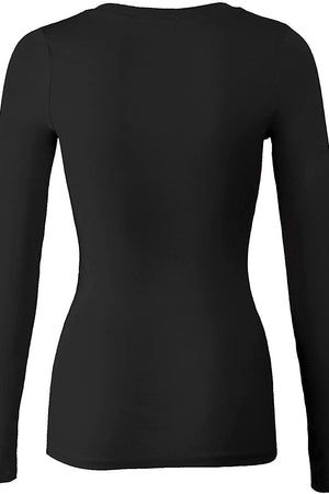 Bozzolo Women's Basic Round Neck Warm Soft Stretchy Long Sleeves T Shirt - SaltTree