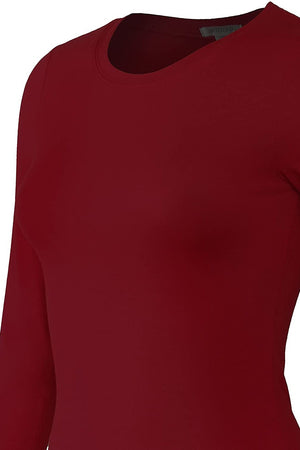 Bozzolo Women's Basic Round Neck Warm Soft Stretchy Long Sleeves T Shirt - SaltTree