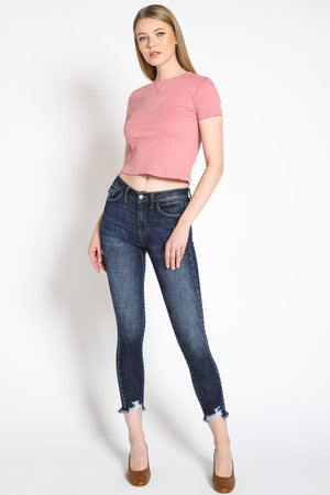 Kancan - Women's Mid Rise Distressed Ankle Skinny Jeans - kc7274 - SaltTree
