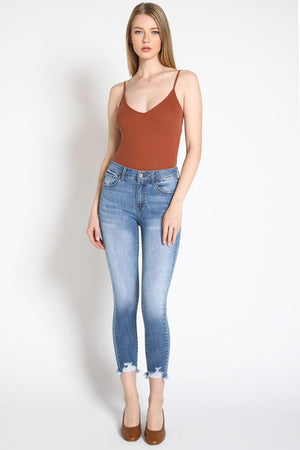 Kancan - Women's Mid Rise Distressed Ankle Skinny Jeans - kc7274 - SaltTree