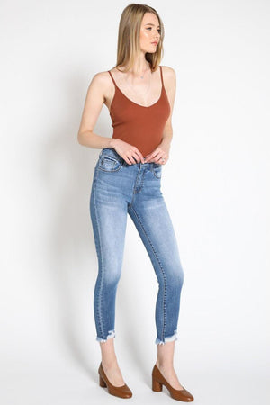 Kancan - Women's Mid Rise Distressed Ankle Skinny Jeans - kc7274 - SaltTree