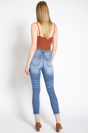 Kancan - Women's Mid Rise Distressed Ankle Skinny Jeans - kc7274 - SaltTree
