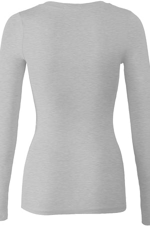 Bozzolo Women's Basic Round Neck Warm Soft Stretchy Long Sleeves T Shirt - SaltTree