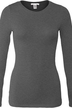 Bozzolo Women's Basic Round Neck Warm Soft Stretchy Long Sleeves T Shirt - SaltTree