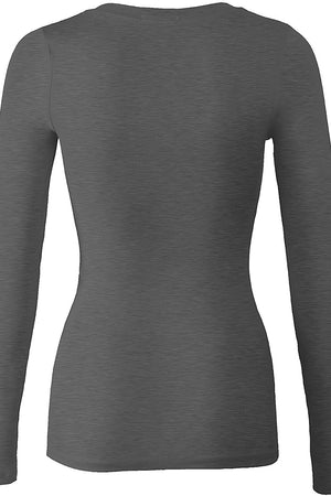 Bozzolo Women's Basic Round Neck Warm Soft Stretchy Long Sleeves T Shirt - SaltTree