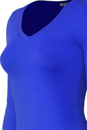 Bozzolo Women's Basic V-Neck Warm Soft Stretchy Long Sleeves T Shirt - SaltTree