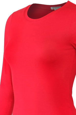 Bozzolo Women's Basic Round Neck Warm Soft Stretchy Long Sleeves T Shirt - SaltTree
