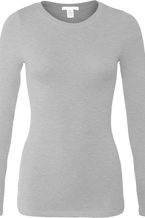 Bozzolo Women's Basic Round Neck Warm Soft Stretchy Long Sleeves T Shirt - SaltTree