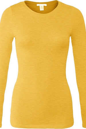 Bozzolo Women's Basic Round Neck Warm Soft Stretchy Long Sleeves T Shirt - SaltTree