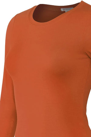 Bozzolo Women's Basic Round Neck Warm Soft Stretchy Long Sleeves T Shirt - SaltTree