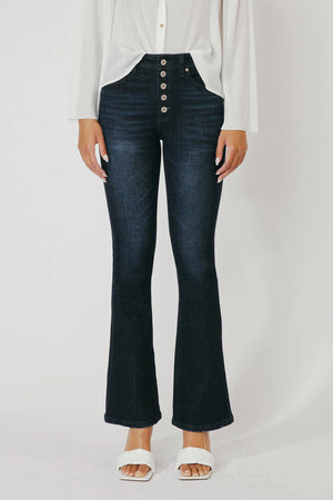Kancan - Women's Petite High Rise Button Fly Flare Jeans - KC7348 - SaltTree