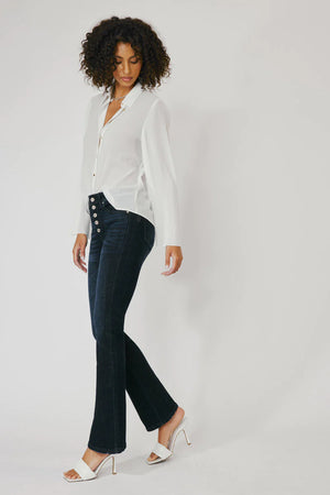 Kancan - Women's Petite High Rise Button Fly Flare Jeans - KC7348 - SaltTree