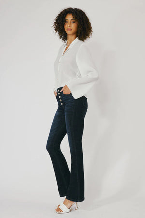 Kancan - Women's Petite High Rise Button Fly Flare Jeans - KC7348 - SaltTree