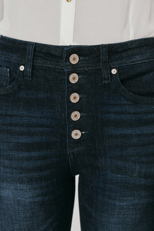 Kancan - Women's Petite High Rise Button Fly Flare Jeans - KC7348 - SaltTree
