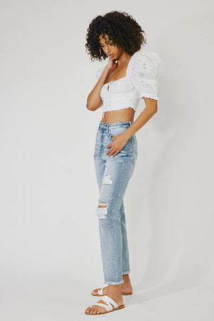 Kancan - OCEANE HIGH RISE SLIM STRAIGHT JEANS - KC8708M ST - SaltTree
