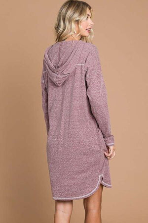 Culture Code Full Size Hooded Long Sleeve Sweater Dress - SaltTree