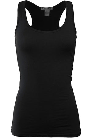 Bozzolo Women's Basic Cotton Spandex Racerback Solid Plain Fitted Tank Top -RT1777 - SaltTree