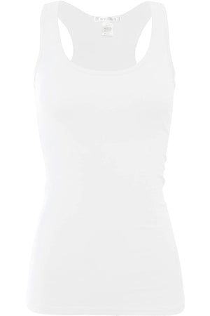 Bozzolo Women's Basic Cotton Spandex Racerback Solid Plain Fitted Tank Top -RT1777 - SaltTree