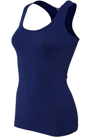 Bozzolo Women's Basic Cotton Spandex Racerback Solid Plain Fitted Tank Top -RT1777 - SaltTree