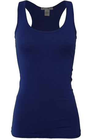 Bozzolo Women's Basic Cotton Spandex Racerback Solid Plain Fitted Tank Top -RT1777 - SaltTree