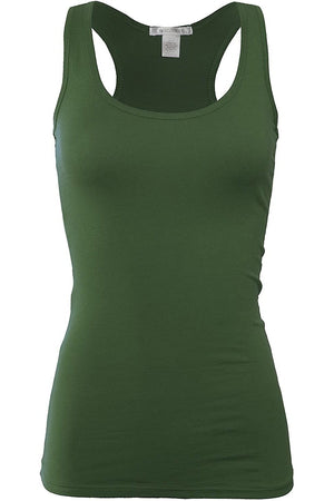 Bozzolo Women's Basic Cotton Spandex Racerback Solid Plain Fitted Tank Top -RT1777 - SaltTree