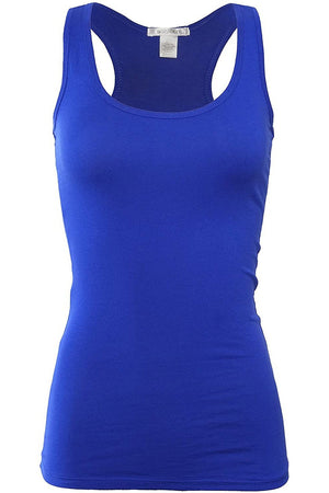 Bozzolo Women's Basic Cotton Spandex Racerback Solid Plain Fitted Tank Top -RT1777 - SaltTree