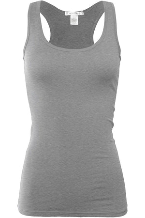 Bozzolo Women's Basic Cotton Spandex Racerback Solid Plain Fitted Tank Top -RT1777 - SaltTree