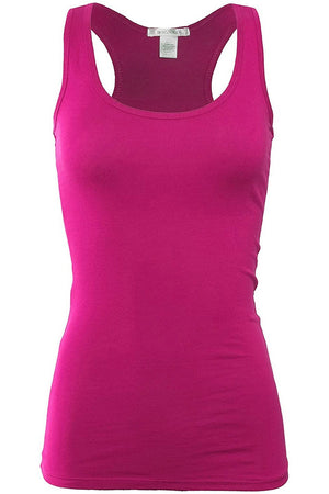 Bozzolo Women's Basic Cotton Spandex Racerback Solid Plain Fitted Tank Top -RT1777 - SaltTree