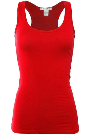 Bozzolo Women's Basic Cotton Spandex Racerback Solid Plain Fitted Tank Top -RT1777 - SaltTree