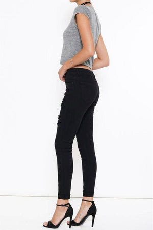Kan Can Women's Low Rise Ankle Skinny Jeans - Distressed - KC6050-SaltTree