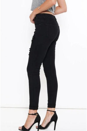 Kan Can Women's Low Rise Ankle Skinny Jeans - Distressed - KC6050-SaltTree