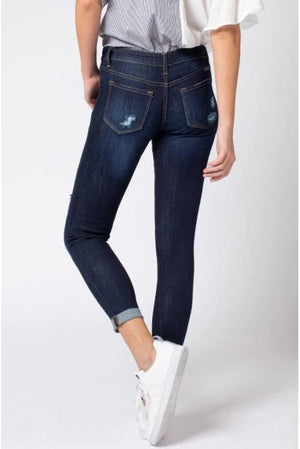 Kan Can Women's Low Rise Ankle Skinny Jeans - Distressed - KC6050-SaltTree