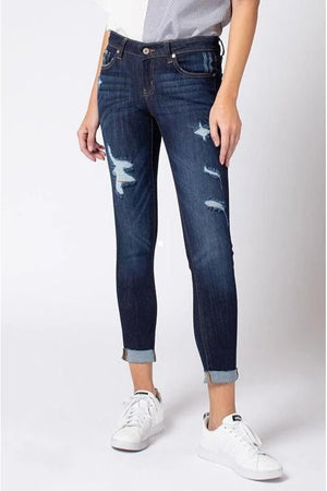 Kan Can Women's Low Rise Ankle Skinny Jeans - Distressed - KC6050-SaltTree