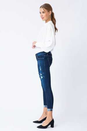 Kan Can Women's Low Rise Ankle Skinny Jeans - Distressed - KC6050-SaltTree