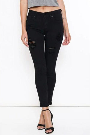 Kan Can Women's Low Rise Ankle Skinny Jeans - Distressed - KC6050-SaltTree