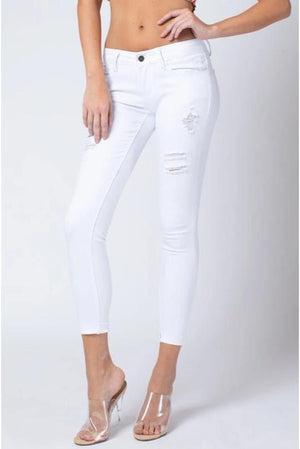 Kan Can Women's Low Rise Ankle Skinny Jeans - Distressed - KC6050-SaltTree